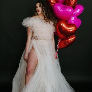 Elegant Cream Tulle Skirt and Top Set